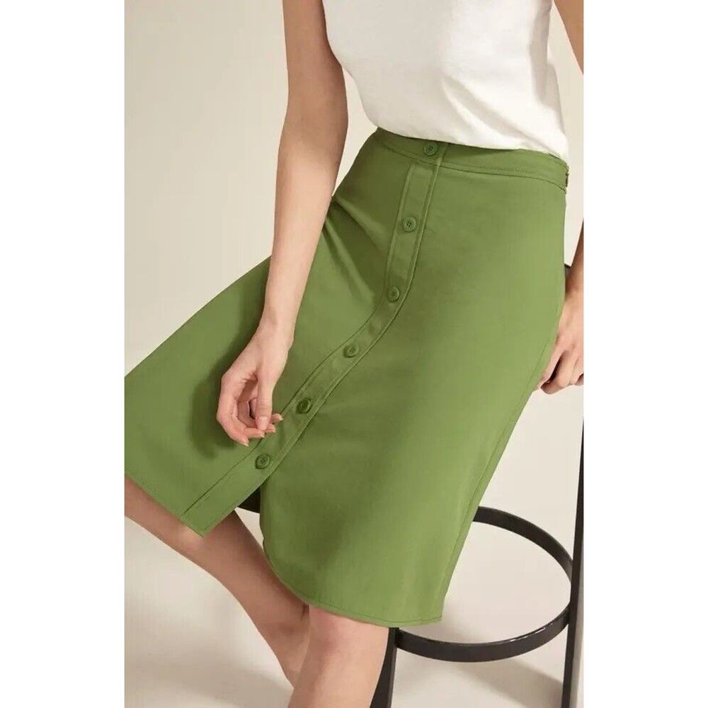 Everlane Japanese GoWeave Swing A-Line Skirt Size 8 High Waisted Green